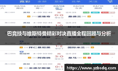 巴竞技与维斯特曼精彩对决直播全程回顾与分析